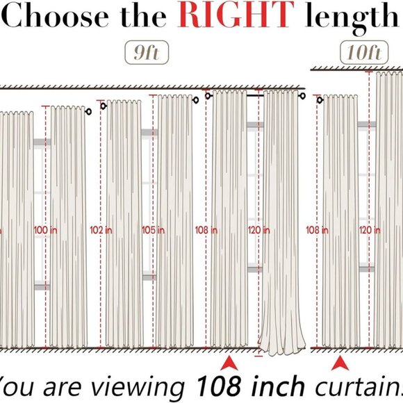 Linen Curtains (50"W x 108"L) 2 panels living room bedroom - Picture 3 of 7